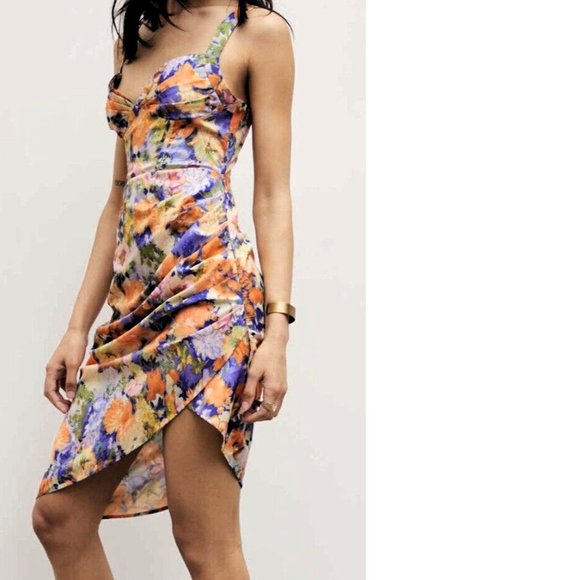 Cider Floral Sweetheart Event Asymmetric Dress - Picture 5 of 11